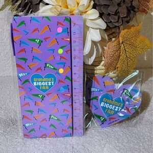 Grandma's Biggest Fan 3pc Stationary Set (Sticky Notes, Pen, & Magnet) Brand New